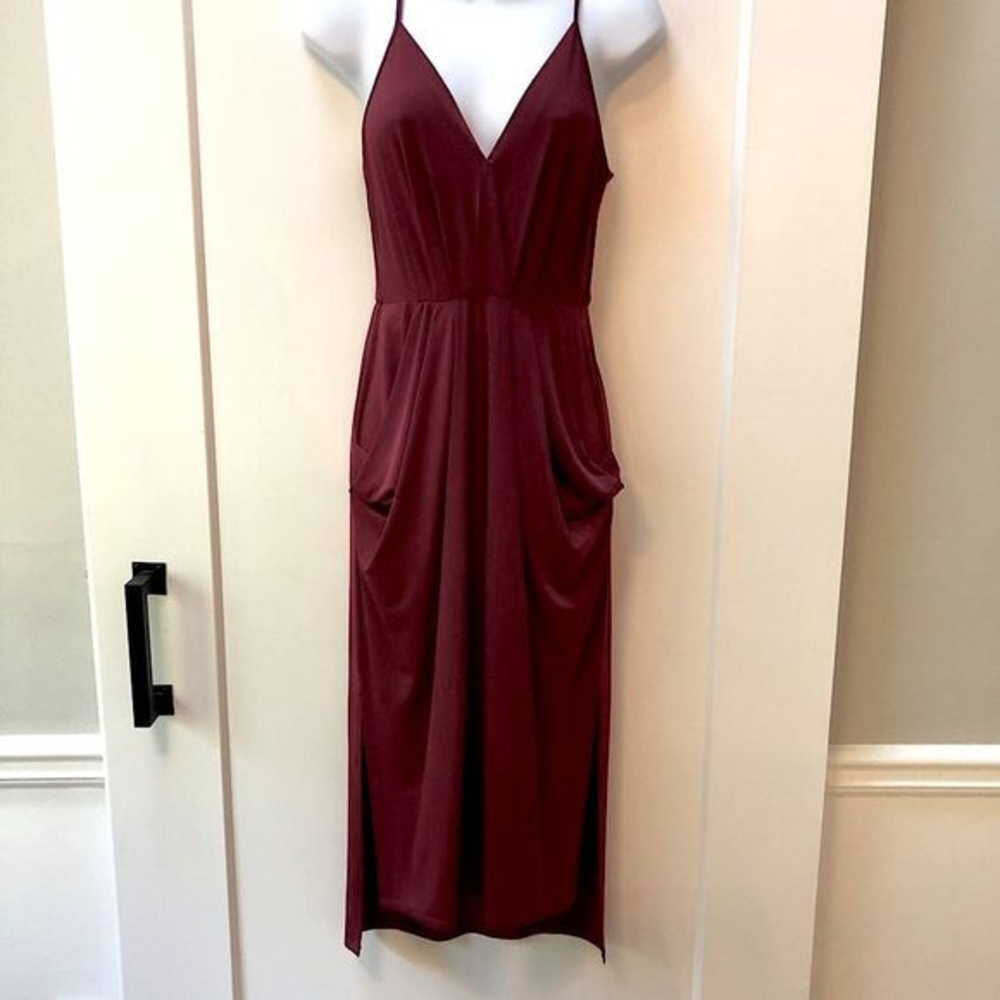 BCBG Generation red‎ silky midi pocket dress woman’s size Xs
